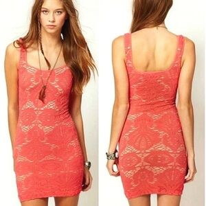 Free People Intimately Lace Medallion Crochet Overlay Stretchy Bodycon Dress